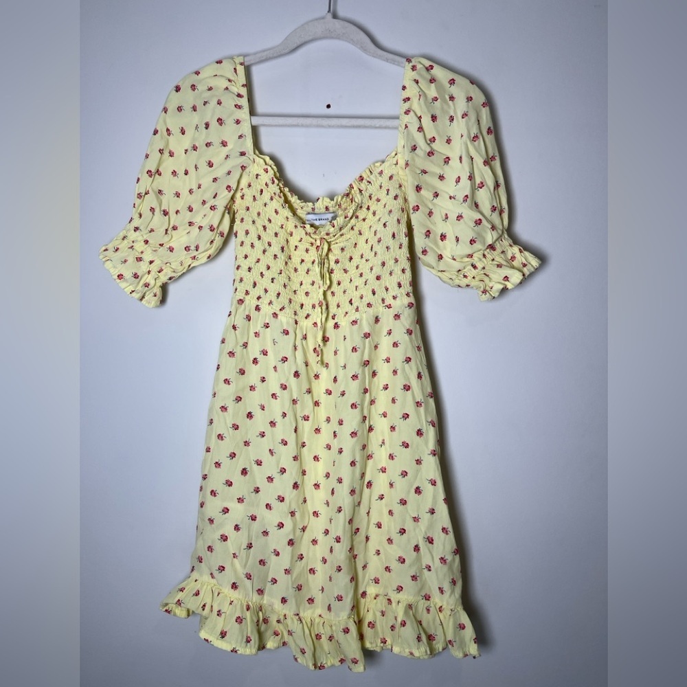Faithfull The Brand Sage Mini Dress in Santa Maria Floral Yellow Sz XS - Picture 8 of 14
